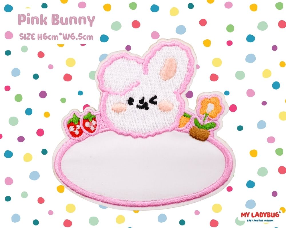 Pink Bunnyネームワッペン三枚