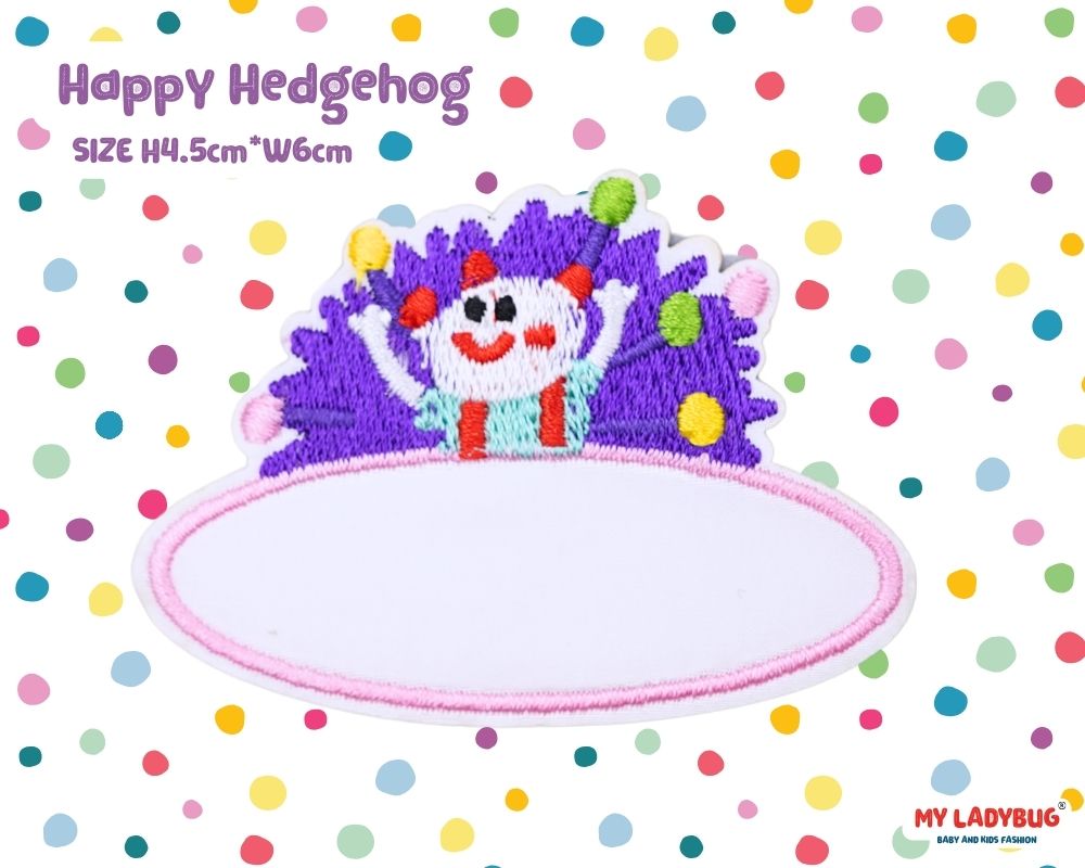 Happy Hedgehog ネームワッペン三枚